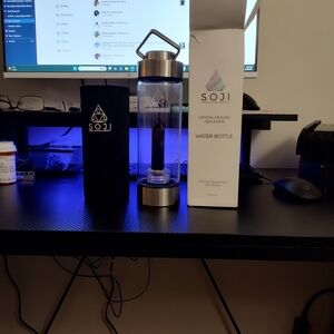 Crystal Healing Gem Elixir Water Bottle - Silver and Black